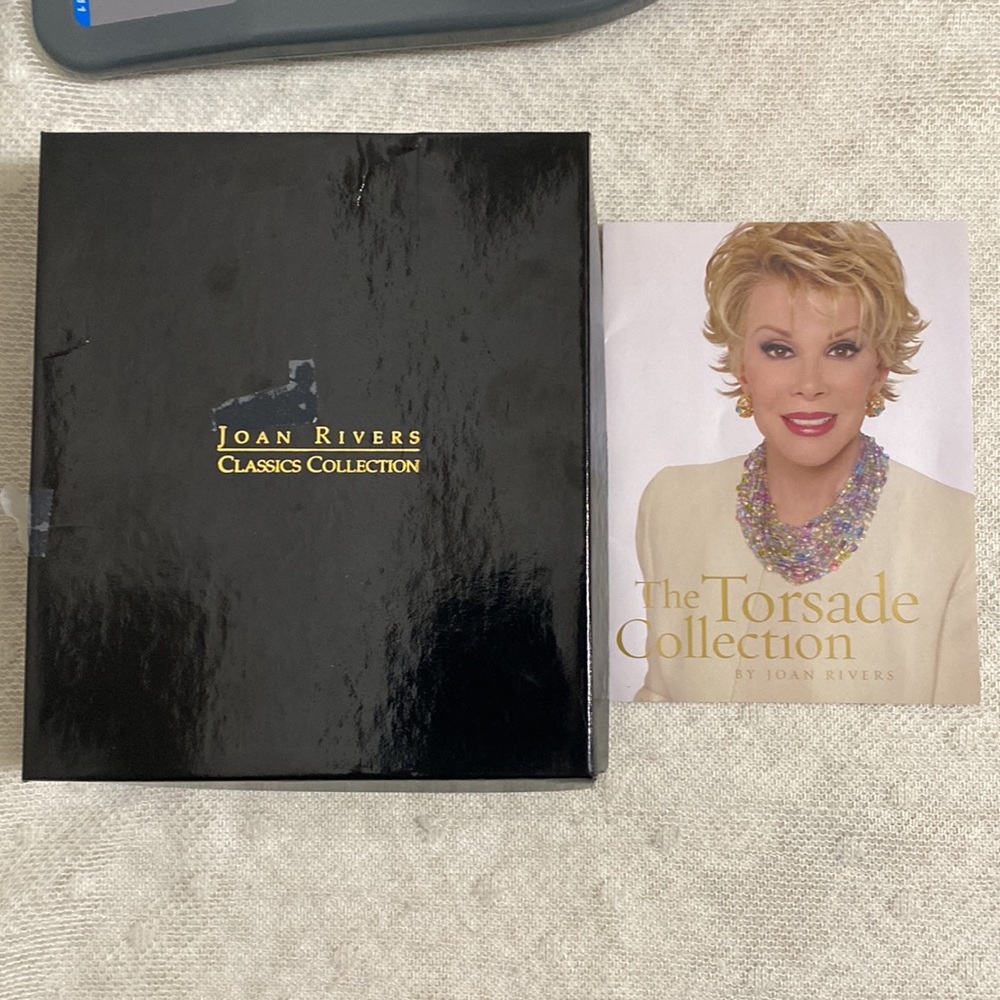 Vintage Joan Rivers Torsade Black & Crystal Beaded Necklace - Picture 14 of 14